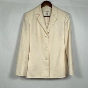 Talbots Cream Women's Suit Jacket with Herringbone Pattern
